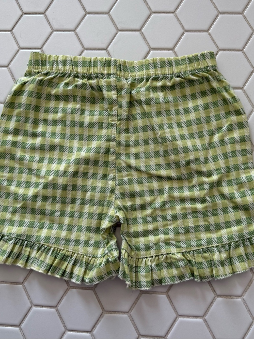 Plaid Ruffle Hem Matilda jane platinum Shorts in Light Green - Picture 6 of 6